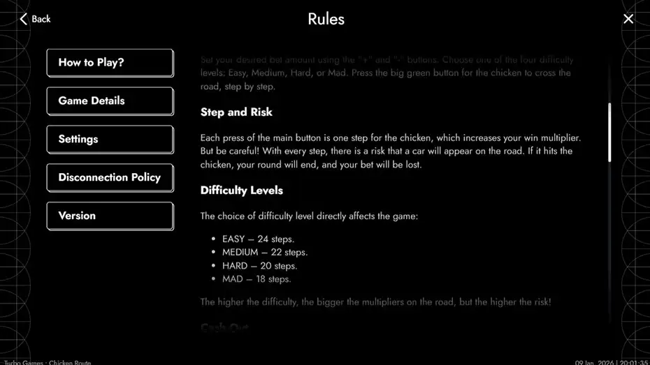 Чикен Роут интерфейс