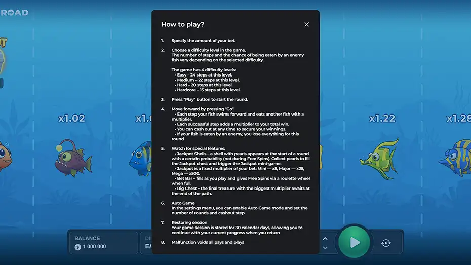 фиш род игра правила и лимиты